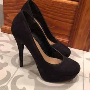 Black suede Lauren Conrad high heels